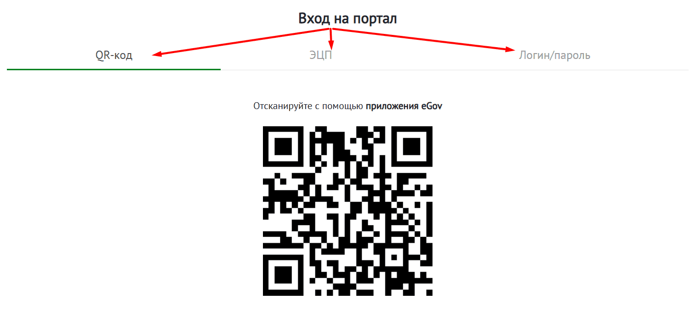 Egov жеке кабинетіне кіру нысаны
