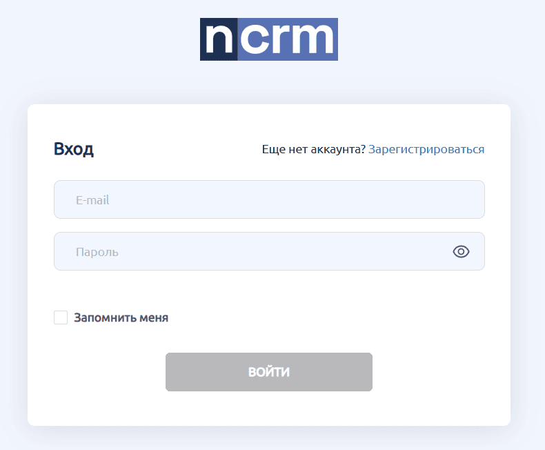 Форма для входа на сайт NCRM